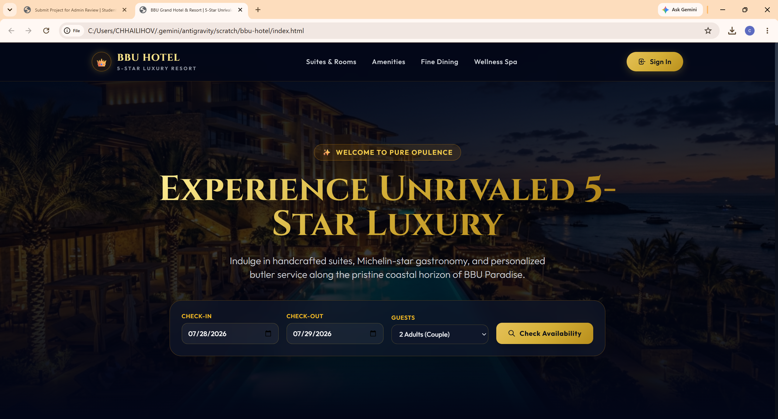 5 Star BBU Hotel Website