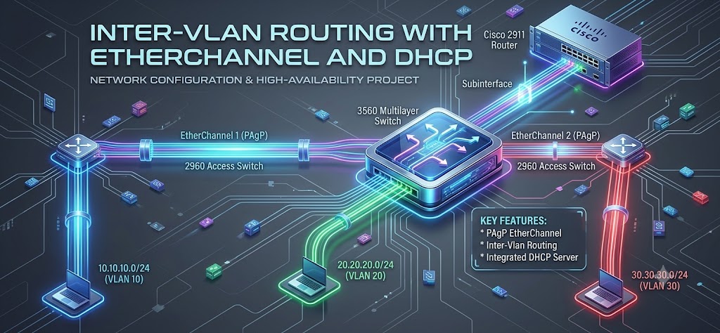 Inter-VLAN Routing with Dynamic DHCP and PagP EtherChannel Integration